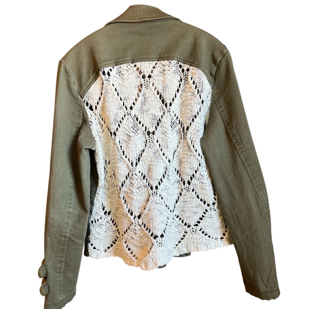 Black Swan Green Utility Jacket with Crochet Back – Size Large Festival Boho